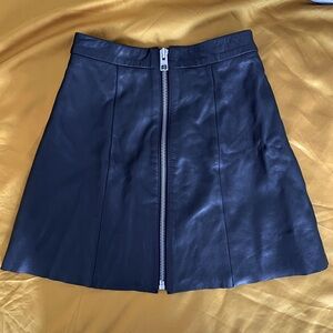 All Saints Black Leather Mini Skirt